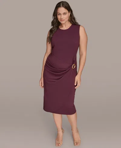 Donna Karan Plus Size Sarong Sleeveless Skirt Midi Dress In Purple