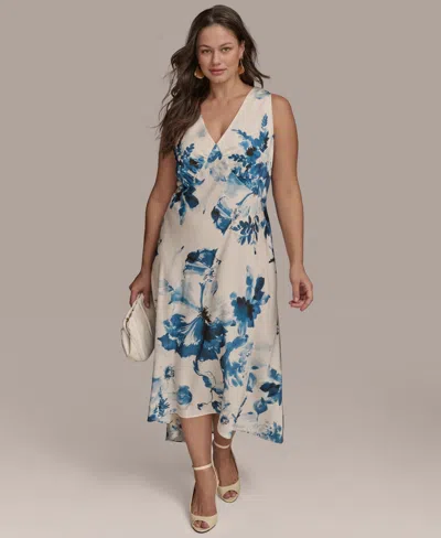 Donna Karan Plus Size V-neck High-low Dress