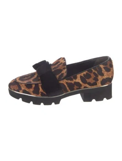Pre-owned Donna Karan Ponyhair Animal Print Loafers In Multicolor