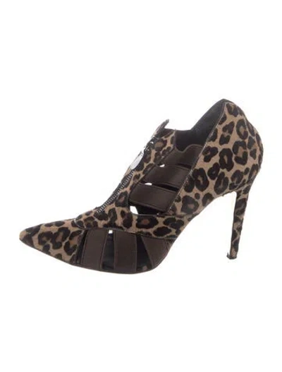 Pre-owned Donna Karan Ponyhair Animal Print Pumps In Brown