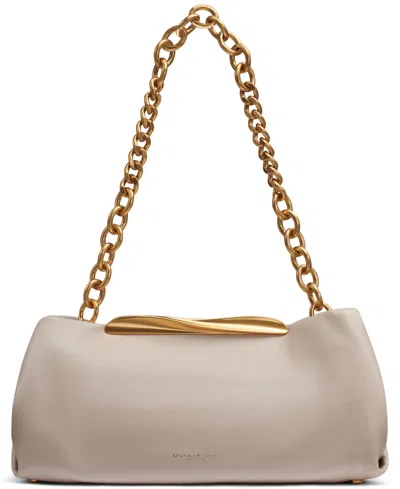 Donna Karan Poplin Crossbody Bag With Chain Strap In Sand