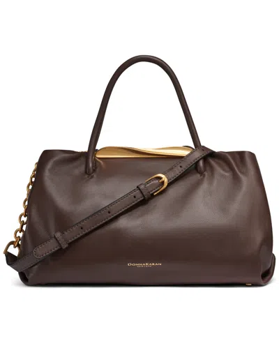 Donna Karan Poplin Satchel Bag In Brown