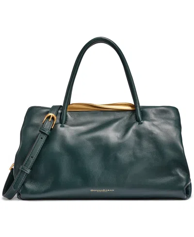 Donna Karan Poplin Satchel Bag In Dark Forest