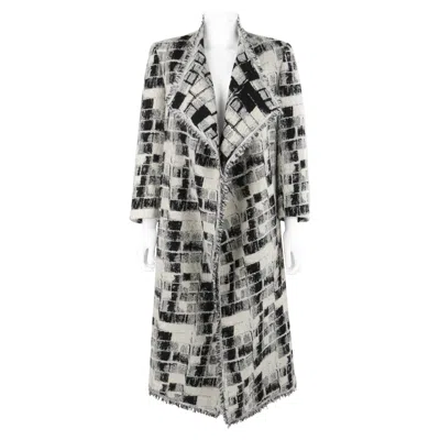 Pre-owned Donna Karan Pre-fall 2015 Black White Checker Knit Open Cardigan Jacket