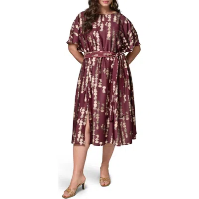 Donna Karan Print Stretch Satin Midi Dress In Multi