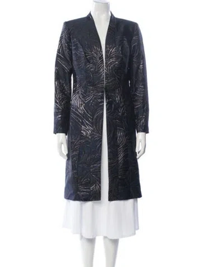 Pre-owned Donna Karan Printed Coat W/ Tags In Blue