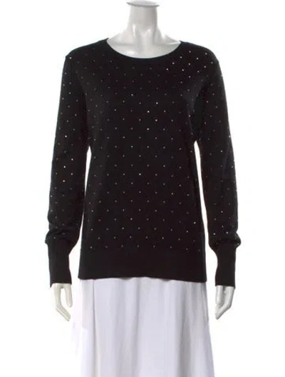 Pre-owned Donna Karan Printed Crew Neck Sweater In Black