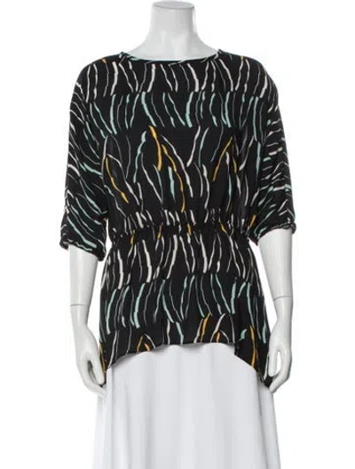 Pre-owned Donna Karan Printed Crew Neck Top In Multi