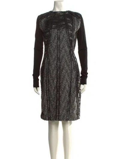 Pre-owned Donna Karan Printed Knee-length Dress In Black