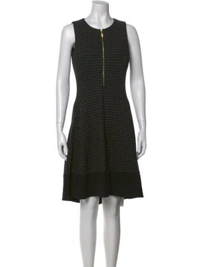 Pre-owned Donna Karan Printed Knee-length Dress In Black