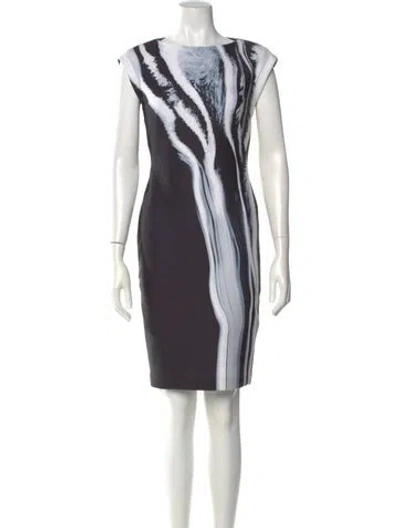 Pre-owned Donna Karan Printed Knee-length Dress In Black