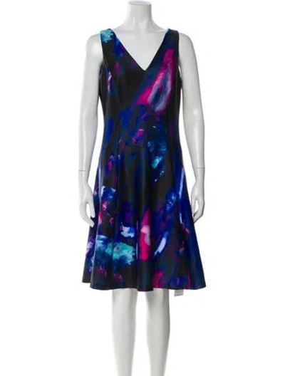 Pre-owned Donna Karan Printed Knee-length Dress In Blue