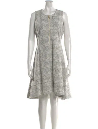 Pre-owned Donna Karan Printed Knee-length Dress In Gray