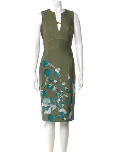 Pre-owned Donna Karan Printed Knee-length Dress In Green