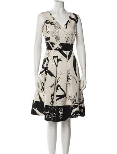 Pre-owned Donna Karan Printed Knee-length Dress In Neutral