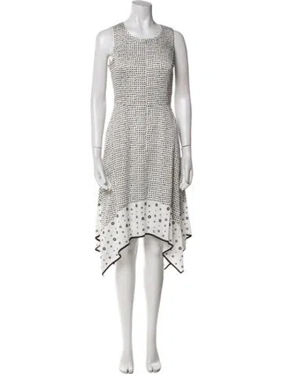 Pre-owned Donna Karan Printed Knee-length Dress In White