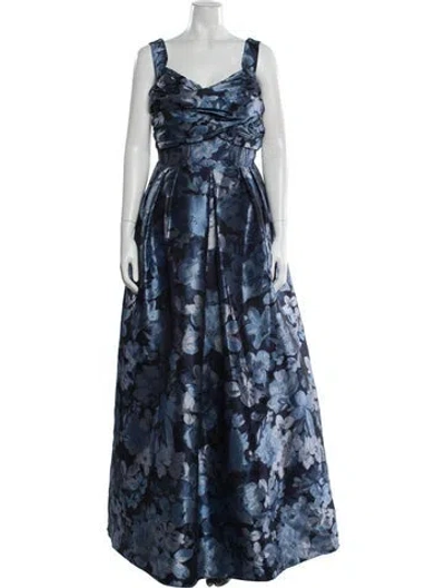 Pre-owned Donna Karan Printed Long Dress In Blue