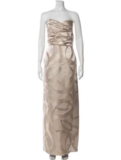 Pre-owned Donna Karan Printed Long Dress In Neutral