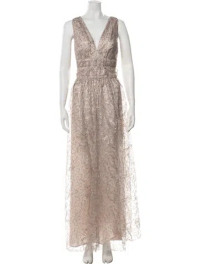 Pre-owned Donna Karan Printed Long Dress In Neutral