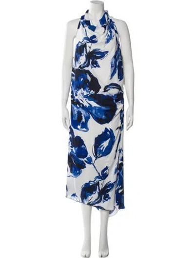 Pre-owned Donna Karan Printed Long Dress W/ Tags In Blue