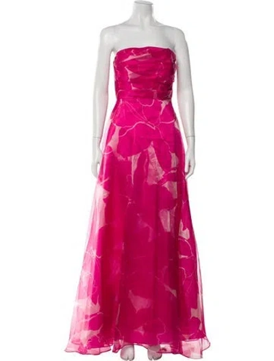Pre-owned Donna Karan Printed Long Dress W/ Tags In Pink