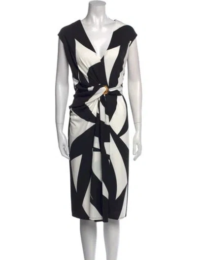 Pre-owned Donna Karan Printed Midi Length Dress In Black