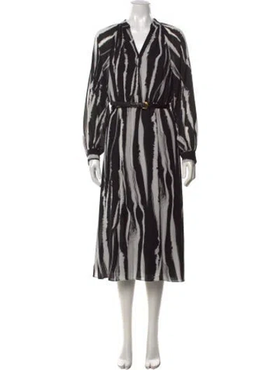 Pre-owned Donna Karan Printed Midi Length Dress In Black