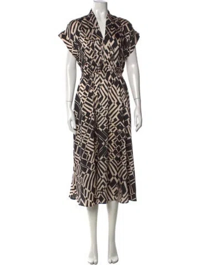 Pre-owned Donna Karan Printed Midi Length Dress In Black