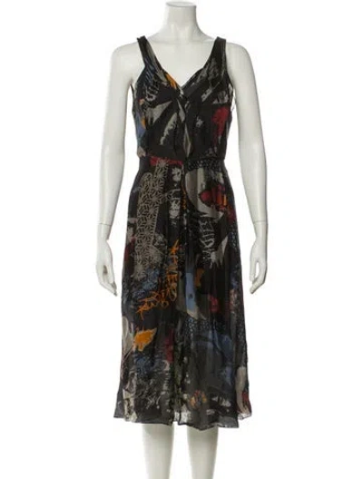 Pre-owned Donna Karan Printed Midi Length Dress In Multi