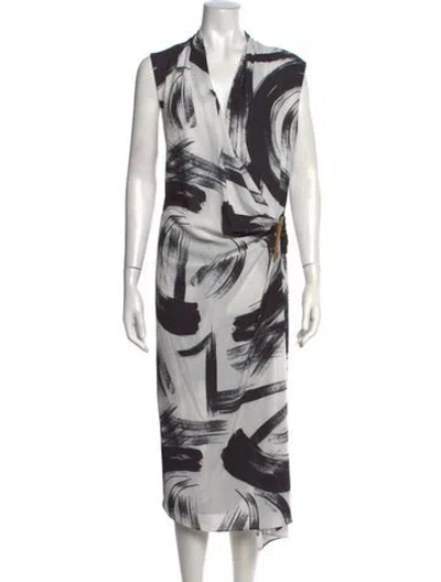 Pre-owned Donna Karan Printed Midi Length Dress In Multicolor