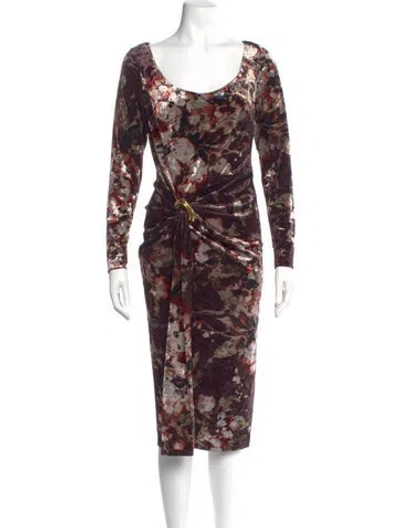 Pre-owned Donna Karan Printed Midi Length Dress In Purple