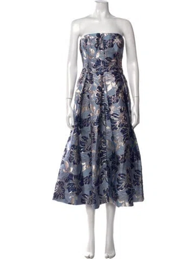 Pre-owned Donna Karan Printed Midi Length Dress W/ Tags In Blue