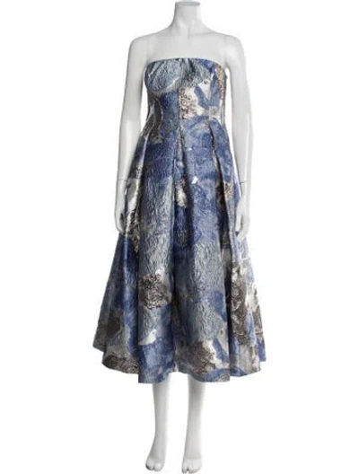 Pre-owned Donna Karan Printed Midi Length Dress W/ Tags In Blue