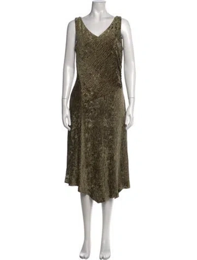 Pre-owned Donna Karan Printed Midi Length Dress W/ Tags In Green