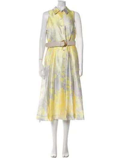 Pre-owned Donna Karan Printed Midi Length Dress W/ Tags In Yellow