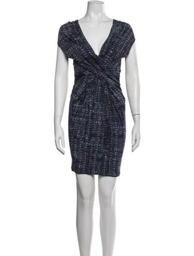 Pre-owned Donna Karan Printed Mini Dress In Blue