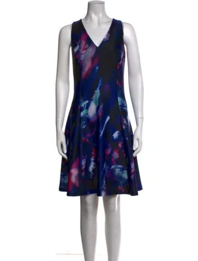 Pre-owned Donna Karan Printed Mini Dress In Blue