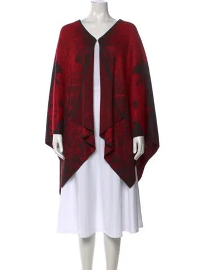 Pre-owned Donna Karan Printed Open Front Sweater In Red