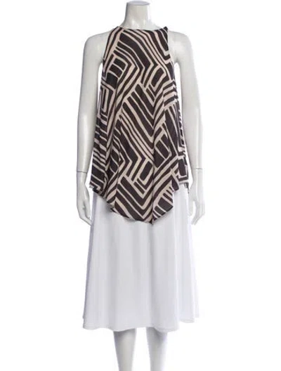 Pre-owned Donna Karan Printed Scoop Neck Top In Multicolor