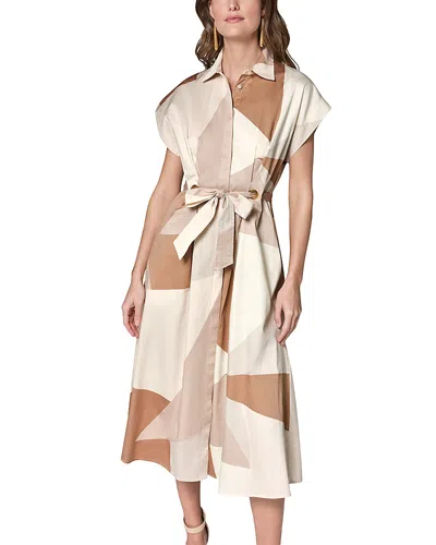 Donna Karan New York Print Tie Waist Shirtdress In Brown