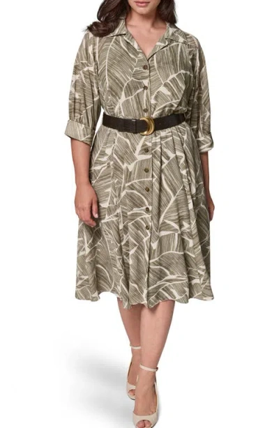 Donna Karan Printed Shirtdress In Gray