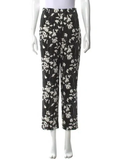 Pre-owned Donna Karan Printed Straight Leg Pants In Black