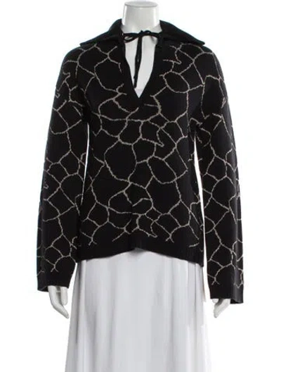 Pre-owned Donna Karan Printed Sweater In Black