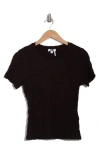 Donna Karan Puckered Short Sleeve T-shirt In Black