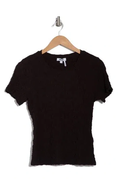 Donna Karan Puckered Short Sleeve T-shirt In Black