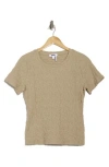 Donna Karan Puckered Short Sleeve T-shirt In Pebble