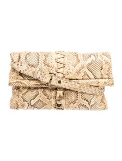 Pre-owned Donna Karan Python Clutch In Neutral