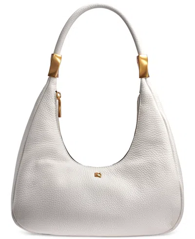 Donna Karan Quogue Leather Small Hobo Shoulder In Brilliant White