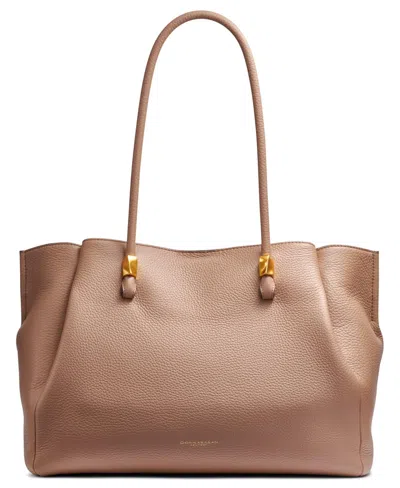 Donna Karan Quogue Leather Triple Compartment Tote Bag In Toasted Almond
