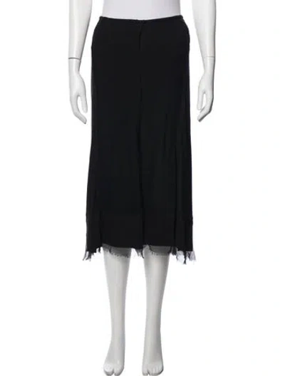 Pre-owned Donna Karan Raw-edge Trim Midi Length Skirt In Black